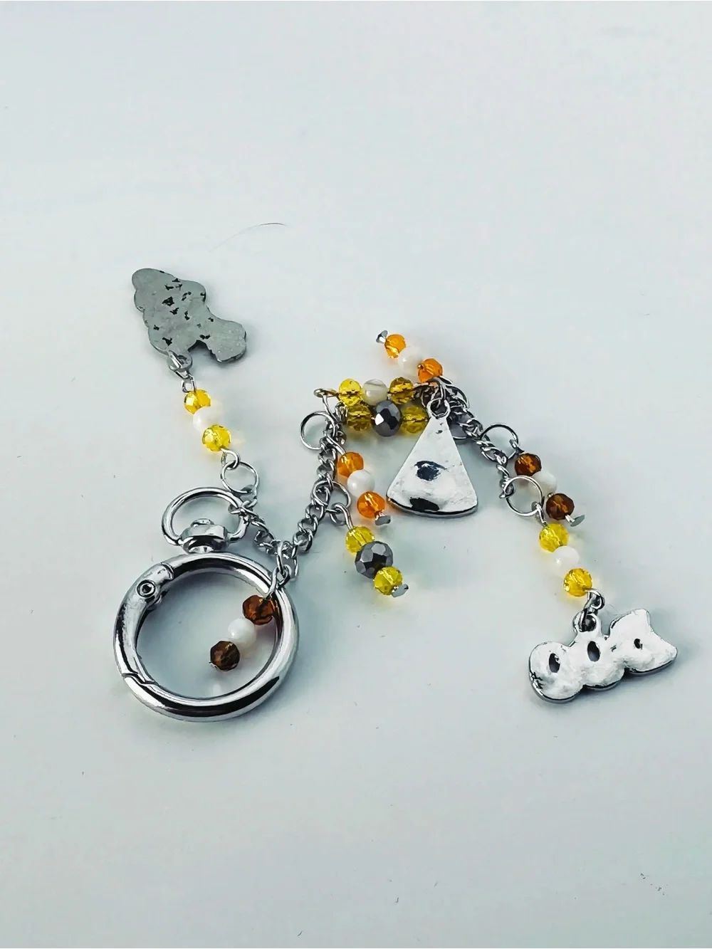 Halloween Ghost & Candy Charm Keychain for Kids - Orange/Yellow